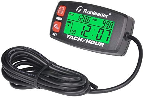 Contagiri motore digitale Runleader,registrazione ore e giri al minuto,display retroilluminato,batteria sostituibile per trattorino tosaerba Compressore generatore spazzaneve Motore(032B-RD)