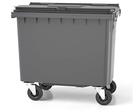 Matisère Conteneur poubelle 660 litres à préhension frontale - Couleur du couvercle Gris Anthracite - 1268 x 797 x 1202 mm - 210009GAGA - Polyéthylène à haute densité (PEHD)