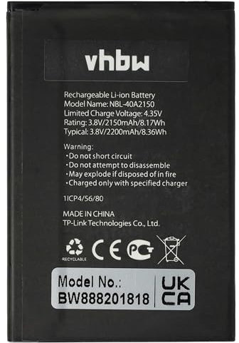 vhbw 1x Akku kompatibel mit Neffos/TP-Link TP7031C, TP7031A, C5 Plus Handy Smartphone Telefon (2050 mAh, 3,8 V, Li-Ion)