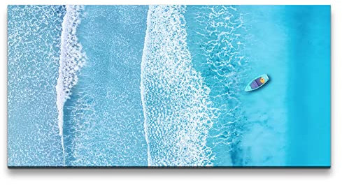 Paul Sinus Leinwandbild 120x60cm Vogelperspektive Meer Blau Boot Wellen Kunstvoll