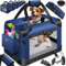 Lovpet® Transportbox Hund Katze Transporttasche M 60x42x42cm | Hunde-Tragetasche Faltbare Katzentasche | Haustier-Transportbox inkl. Hundenapf & Schultergurt | für Katzen & Hunde Navyblau