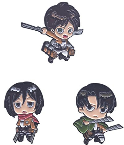 Amasukami 3 Anime Charaktere Eren Jaeger Abzeichen Mikasa Ackerman Abzeichen Levi Ackerman Abzeichen set