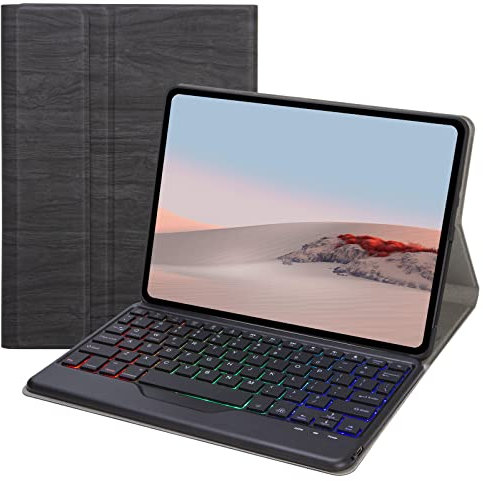 Bueuwe Keyboard Case for Surface Go 3 2021/ Surface Go 2 2020 / Surface Go 2018, 7 Color Backlit Wireless Detachable Bluetooth Keyboard with Slim Cover,Black
