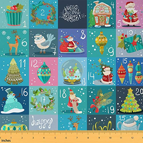 Weihnachtsstoff Meterware Weihnachtsbaum Schneeflocke Polsterstoff Hirschgeweih Weihnachtsmann Schneemann Dekostoff Frohe Weihnachten Drinnen Draußen Stoff Elch Geschenk Bastel 92 x 150 (HxB)