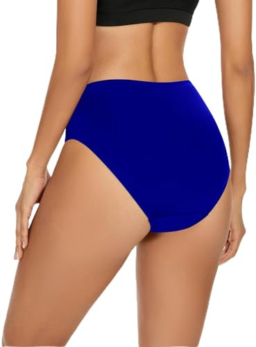 Leovqn Period Swimwear Leakproof Menstrual Bikini Waterproof Bottom UPF 50+ Swim Brief Light Flow - Teens Girls Women_Blue_S