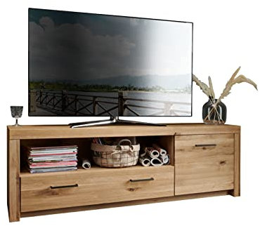 möbelando TV-Board WZ-0169 aus Wildeiche in Natur geölt mit Einer Tür und einem Einlegeboden. Abmessungen (BxHxT) 170,4x56x40 cm