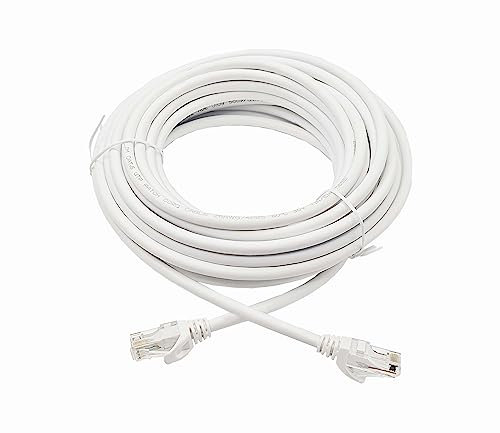 Elfcam® - 40m Cavo Ethernet Cat 6, Tondo Cavo di Rete LAN WAN, Cat6 26AWG, 1Gbps Con Connettori RJ45 di Alta Qualità, Bianco(40M)