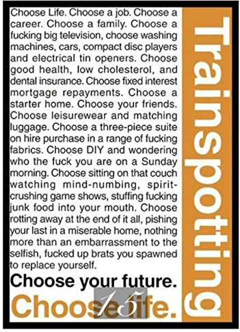 BOBSLA Poster Trainspotting Poster Classic Movie Poster Wall Art Posters And Prints Canvas Painting Home Decor 50X70Cm Kein Rahmen