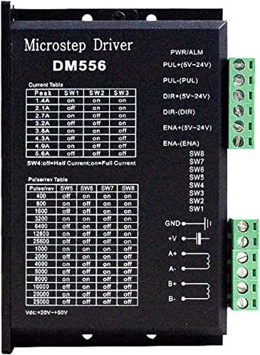 TUZUK CNC Digitaler Schrittmotortreiber DM556 Schrittmotor-Controller, 2-Phasen-Schrittmotortreiber, 20–50 V DC, max. 5,6 A, 128 Unterteilung für Nema 23, 24 und Nema 34 Schrittmotor