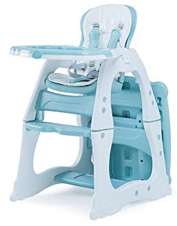 RALIRA Baby-Hochstuhl, Heim-Multifunktions-Esszimmerstuhl, Kindertisch-Kombination, Blau, mit Tablett