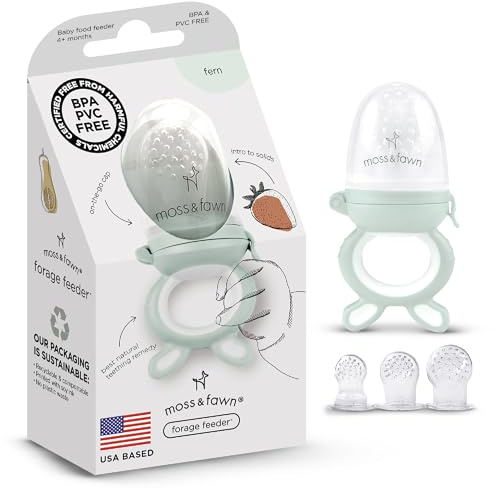Moss and Fawn Forage Feeder - Silicone Baby Fruit Feeder - Fern
