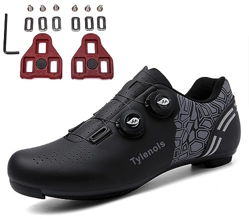 PENXZT Herren Damen Radschuhe Fahrradschuhe Kompatibel mit Look SPD SPD-SL Delta Lock Pedal Radsportschuhe,Schwarz,38 EU