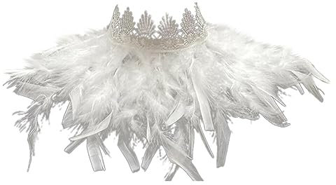 Türkei Feder Cape Stola Schal Halloween-Kostüm,Gothic Feder Cape Damen Federkragen Kostüm Herren Feder Schal Schulter Flügel Punk Kostüm für Halloween Fasching Karneval Party Kostüm
