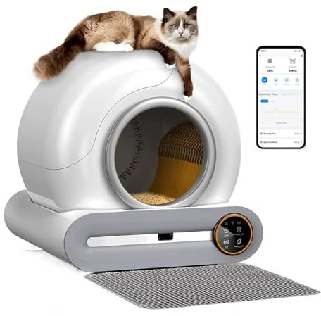 LitièRe Autonettoyante pour Chat, Poubelle Litiere Chat /65l+9l Grande Capacité/éLimination des Odeurs/ContrôLe App, Toilette Chat pour Plusieurs Chats