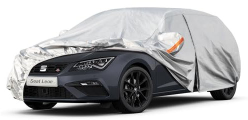 Kayme Autoplane Wasserdicht Atmungsaktiv für Seat Leon (1999-2025), 6 Schichten Vollgarage Autoabdeckung für Regen Sonne Staub Schutz Verkratzt, Autoabdeckung mit Reflektierenden Streifen.