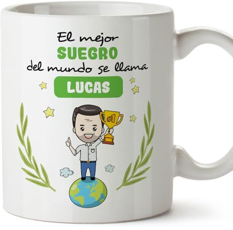 MUGFFINS Tazas Personalizadas para SUEGRO - En Español - Eres Mejor del Mundo - 11 oz / 330 ml - Regalo personalizable original y divertido