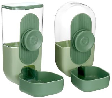 QWORK® Dispensador automático de Comida de 870 ml y dispensador de Agua de 800 ml para erizos, Conejos, gallinas, Perros y Gatos pequeños, Comedero automático en Jaula