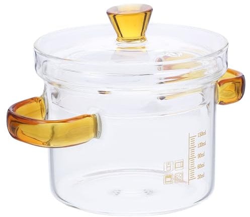 UPKOCH Glass Cooking Pot with Lid Stovetop Pot Glass Saucepan Simmer Pot Potpourri Simmer Pot with Lid Borosilicate Glass Cookware for Soup Milk Pasta Noodles 400ml
