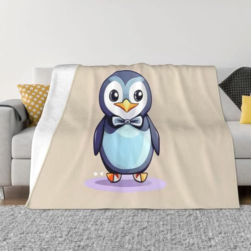 ZISHAK Flanelldecke mit niedlichem Pinguin-Druck, luxuriös weich, für Sofa und Reisen, Ihre ideale Decke für Klimaanlage
