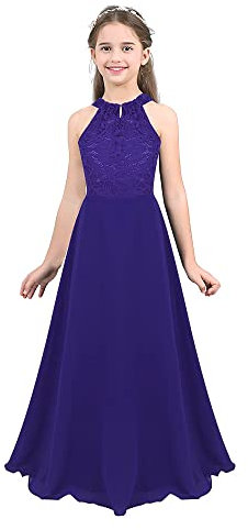 iEFiEL Abito da Cerimonia Ragazza di Battesimo Principessa Con Due Piani Gonna Plissettata Lunga Damigella d'Onore 4-16 Anni Viola A 16 Anni