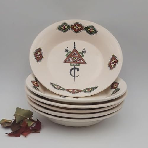 6 assiettes creuses Sahel beige - D 24 cm