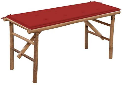 Gecheer Klappbare Gartenbank Garten Terrasse Balkon Bank Balkonbank Gartenmöbel Sitzbank Balkonbank mit Auflage 118 cm Bambus Type10