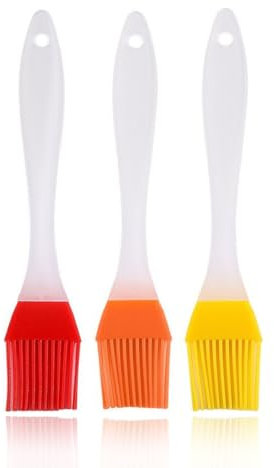 3 Pièces Pinceau Cuisine Pinceau Patisserie,Pinceau Cuisine Silicone,Pinceau de Cuisine,Pinceau Alimentaire pour Barbecue Gâteaux Cuisson(Orange/Rouge/Jaune)