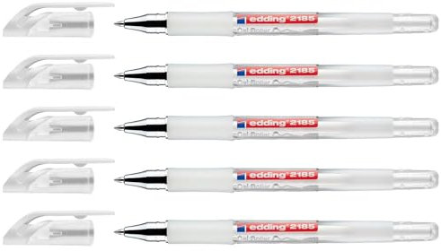 EDDING Gel-Tintenroller 2185, 0,7 mm, Weiß, 5 Stück