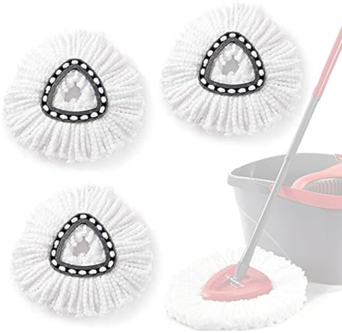 Qcdou 3 Piezas Cabezales de Fregona de Repuesto, para Fregona Microfibra de Recambio 360 Grados Trapeador, Compatible con Vileda Turbo 2 en 1 Mop, para Todo Tipo de Suelos, Limpia tu Piso(Blanco)