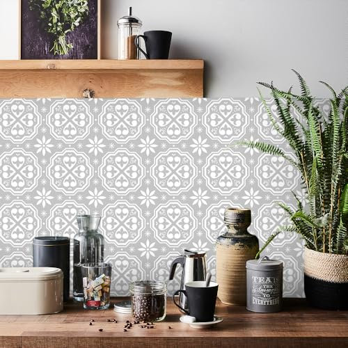 HORIWE Klassische Fliesenaufkleber Wandfliese Aufkleber 24 Stück PVC Fliesensticker Fliesen Folie Selbstklebende Tapete Wasserdicht Wandaufkleber für Küche, Schrank, Möbel, Tisch