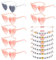 Meleager Herz Sonnenbrille, 7 Partybrille JGA und 7 Team Bride Armbänder, Sonnenbrille Hochzeit, Bride to Be Armbänder, Heart Sunglasses Set, JGA Accessoires Frauen (Rosa)