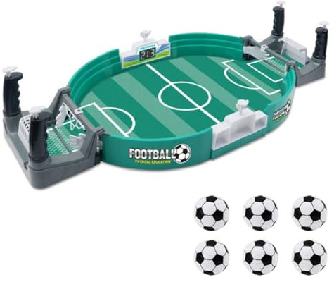 RANJIMA Interaktives Tischfußballspiel, Tischfussball Kinder Mini Tischkicker Desktop Spielzeug Tisch Fußball Kit mit 6 Fußbälle, 2-Spieler Party Tischfußballspielzeug Geschenk für Jungs Erwachsene