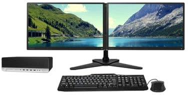 HP Dual Monitor Trading Setup EliteDesk 800 G3 SFF PC - Intel Core i7 6th Gen, With 2 x 23 Matching HD 1080p Monitors, Leg Base Stand, Windows 11 Pro OS (Renewed) (16GB DDR3-512GB SSD)