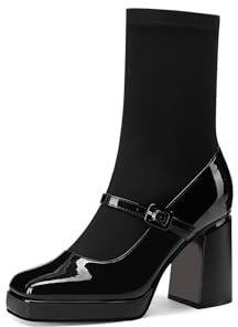 QUEEN HELENA Tronchetti con Cinturino Stivaletti con Tacco Donna ZM9833 (Nero, Sistema Taglie Calzature EU, Adulto, Donna, Numero, Media, 39)