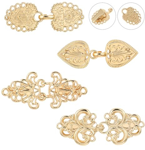 Molain 4 Stück Vintage Pullover Schal Clips, Metall Strickjacke Clip Brosche Ausschnitt Verkleinern Kragen Schal Pin Clips für Kleidung für Frauen Mädchen Tragen(Gold)