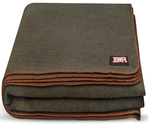 Ever Ready First Aid Militär-Wolldecke, 95% Wolle, waschbar, perfekt für Outdoor, Picknicks, Reisen, Auto und Bushcraft Notfalldecke, 243,8 x 243,8 cm, 3 kg, Olivgrün, Queen-Size-Größe