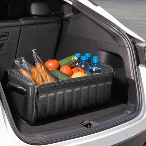 Spigen Tesla Model Y 2025 Juniper/3 2023 2024 Highland Foldable Car Boot Organiser Universal Tidy Trunk Storage Box Side Handles with Velcro Lock Car Accessories Compatible With BMW Ford Etc