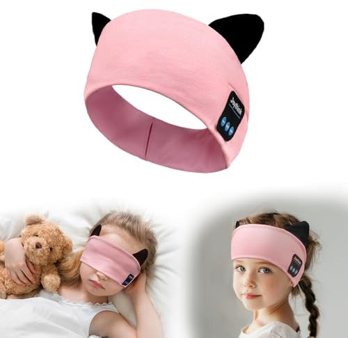 Joythink Kinder-Bluetooth-Kopfband, Schlafmaske, kabellose Kopfhörer, eingebauter dünner Lautsprecher, verstellbares Sport-Headset, Schlaf-Stirnband für Mädchen, Jungen, Kleinkinder, Kinder, Baby,