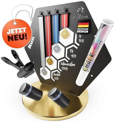 Spacecomb Medaillenhalter Bestzeiten Finisher Board Running Marathon Geschenk Zubehör Triathlon Duathlon Laufen Ultra Run Aufhänger Medaillen Aufbewahrung Halterung Medal Holder (Run, weiß)