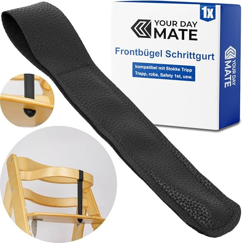 Hochstuhl Schrittgurt, 1 Stück, Schwarz, aus PU Leder, Gurtriemen kompatibel mit u.a. Stokke Tripp Trapp, Safety1st, roba, Kinderkraft, Gurt Frontbügel Ersatz Riemen, Gurtriemen Kinderhochstuhl Stuhl