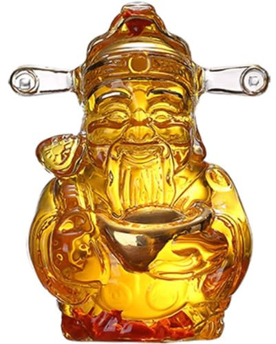 DEFBOW Accesorios de Bar Aireador de Vino Decantador de 1000 ml con Forma de Dios del folclore Chino Decantador de Vidrio Dispensador de Licor Transparente de 33,8 oz Vodka Bourbon Brandy Decantado