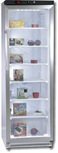 Congelador vitrina Rommer VCT 400 CONGELADORA, capacidad 326 litros, clase C, puerta de vidrio, color plata
