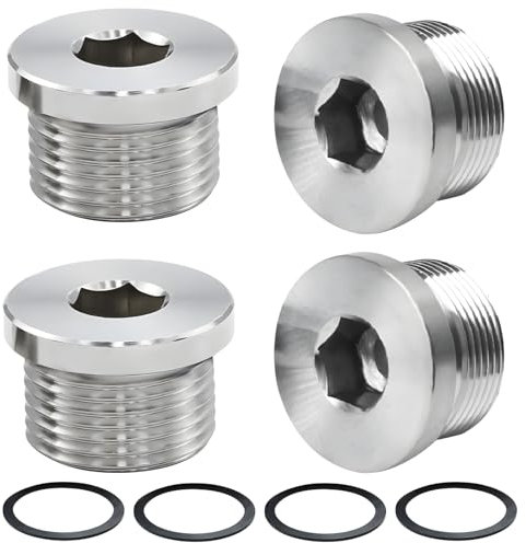 4 Pezzi Tappi per Tubi Idraulici,Tappi Ciechi da 1/2 Pollici,Tappi Ciechi in Acciaio Inox Con 4 Guarnizioni per Sigillare Tubi Tappo Chiusura