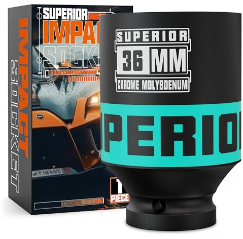 KIRXST 1/2 Inch Drive Deep Impact Socket 36mm Metric Jumbo Sockets, Axle Nut Socket for Car Wheel Hub Nuts, Trucks, Large Construction Machinery and Equipment