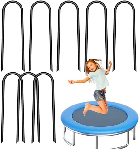 Shouxiut Trampoline Ground Stakes - Chain Link Fence Nails,Anti-rust U-Hook Ground Stakes for Camping Tent Trampoline Accessories, Set of 8