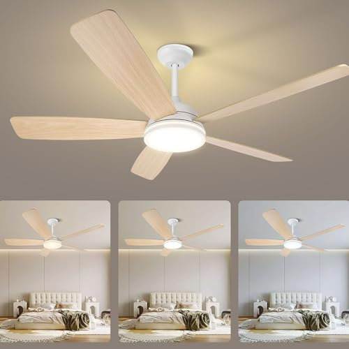 Aigostar Ventilador de Techo con Luz Silencioso 132 cm, Motor DC 30W, Mando a Distancia, 6 Velocidades, Luz LED Regulable (2700K-6500K), Reversible, Ideal para Dormitorio, Sala, Cocina o Terraza