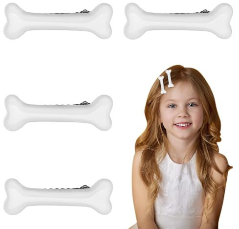 Lot de 4 pinces à cheveux en forme d'os de chien, Pinces à cheveux d'Halloween pour enfants, Pince à cheveux en os de chien, Accessoires de fête cosplay pour femmes et filles