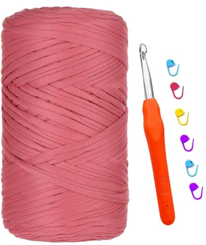 Crochet Bag Sling 400g/120m Crochet Thread Chunky Yarn for Bags Crochet Bag Cord for Knitting Crochet DIY Crafts (Leather Powder)