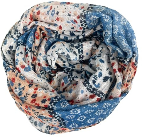leichter Damen Loop Schal mit Streublümchen 3 farbig (braun/grau/altrosa)