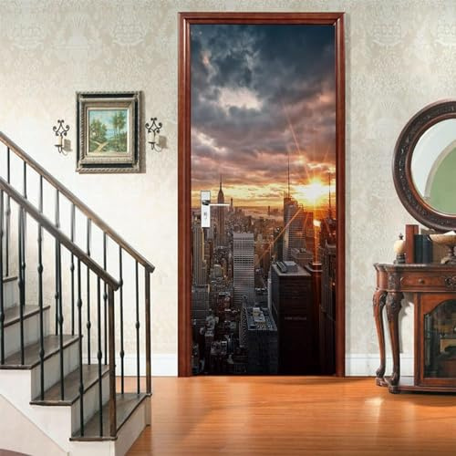 Selbstklebend Türbekleben New York Türtapete 80x200 cm, TürPoster New York City Türbilder 3D Türaufkleber Dekoration Poster Tapete Türfolie, PVC Fototapete Wandtattoo Tür Tapeten m10401